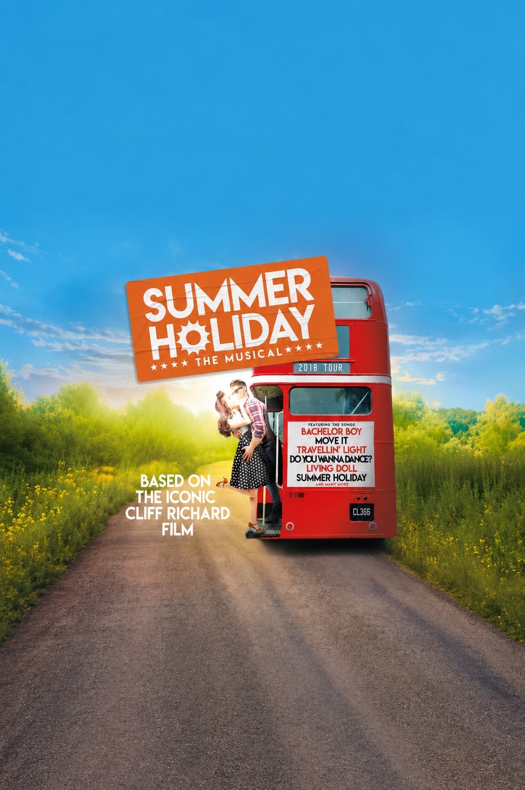 Summer Holiday 2018 UK Tour key art — red double-decker bus